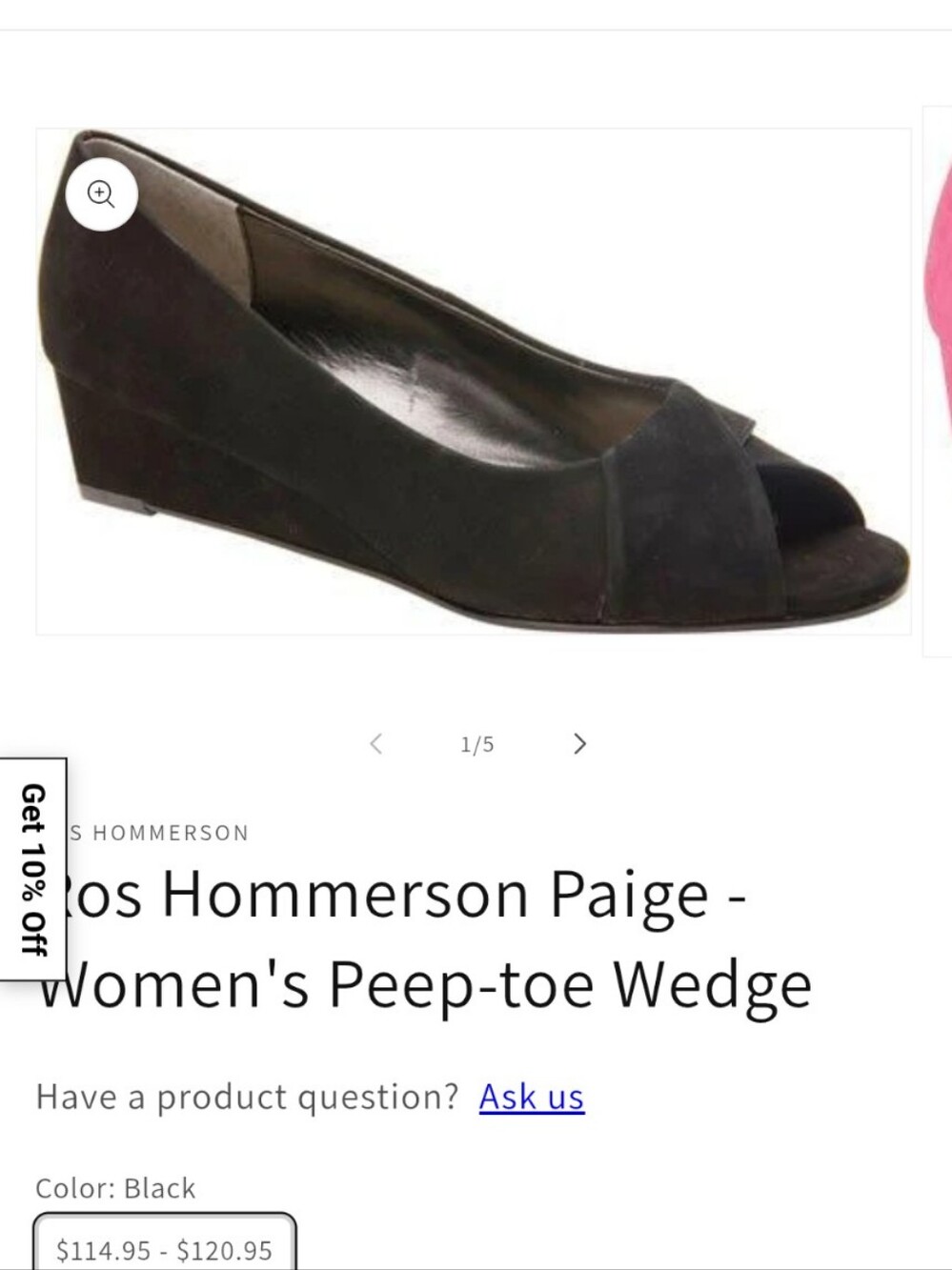 Ros Hommerson Paige aige Women’s Peep-Toe Wedge - Black Size 8